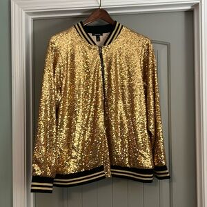 Gold sequin bomber jacket